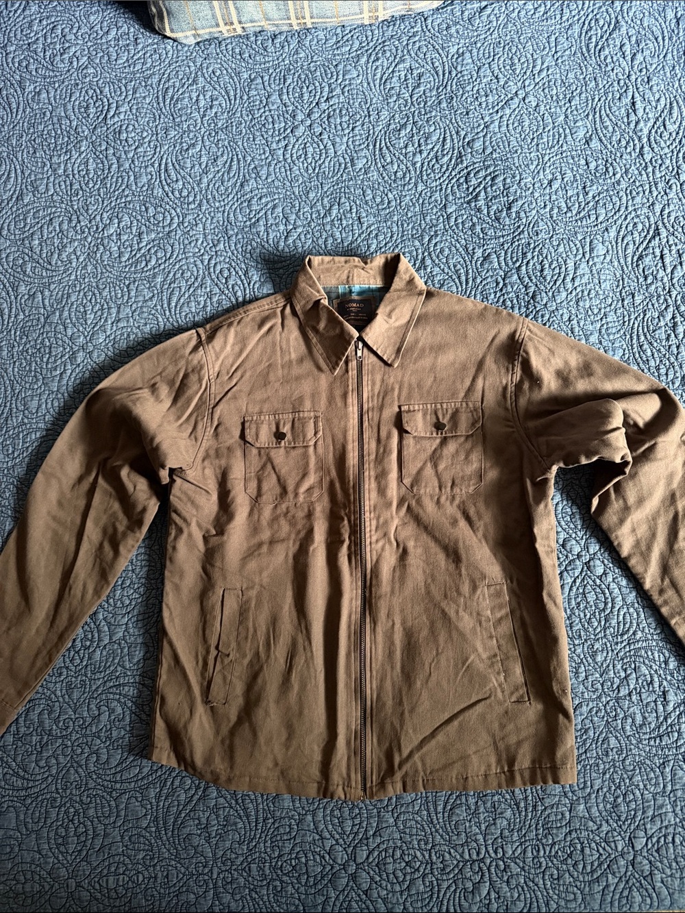 NoMad Men's Brown Zip-Front Work Jacket